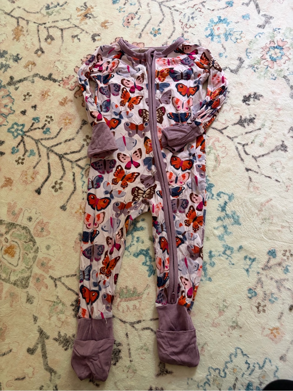 Little Sleepies Lavender Butterfly Zip Footie